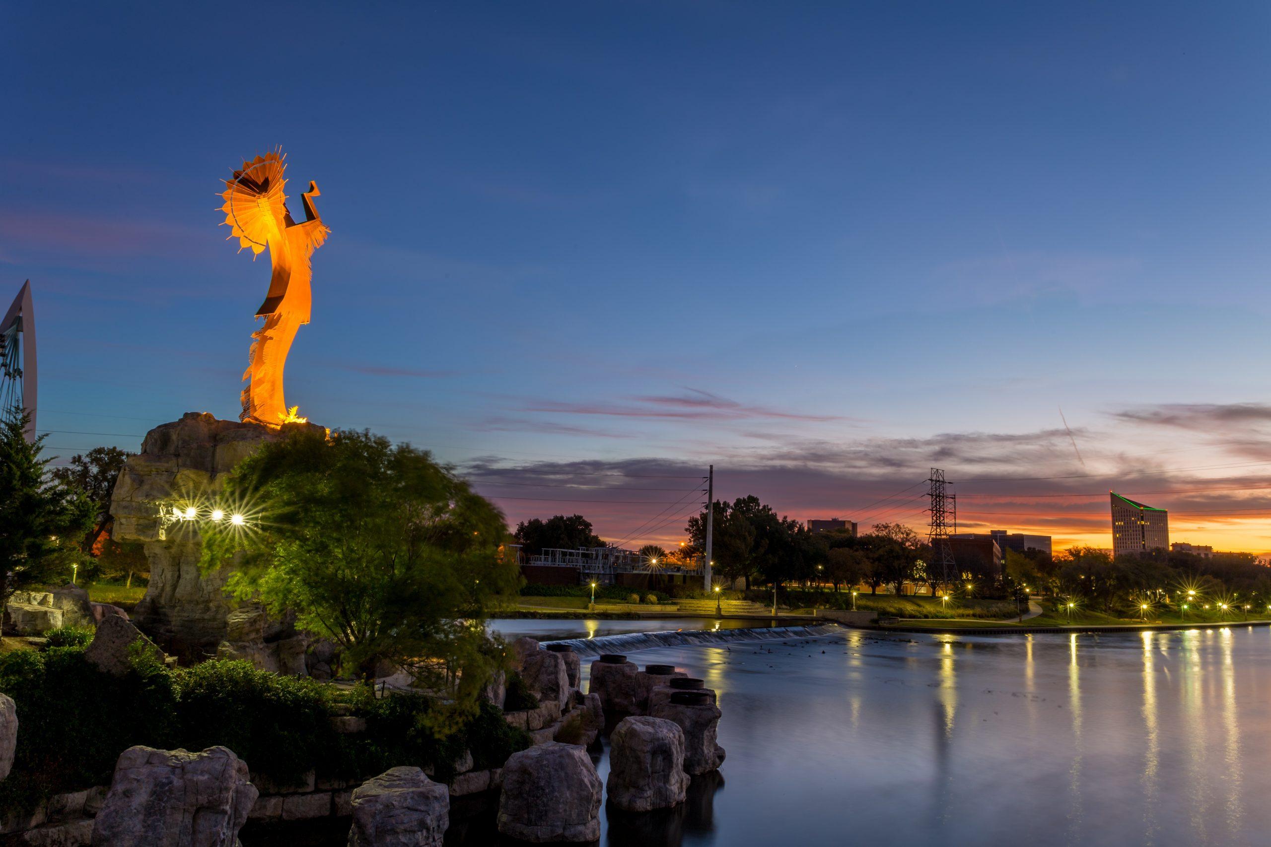 Keeper of the Plains sunrise in Wichita, Kansas